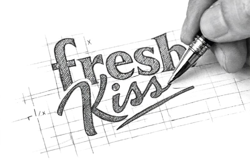 Croquis préparatoire du logotype FreshKiss